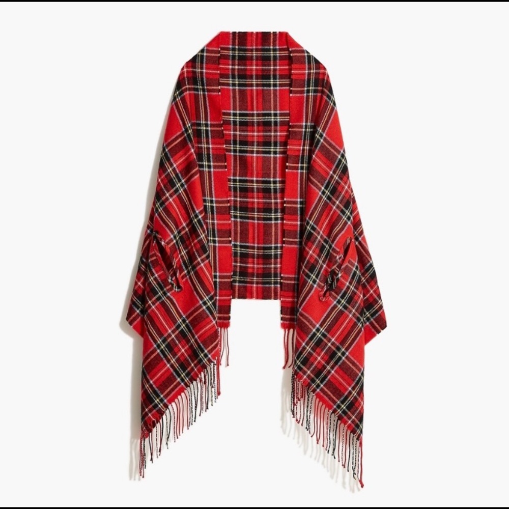 J. Crew Red Plaid Poncho